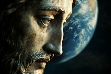 Stone Statue Jesus Christ Gazing