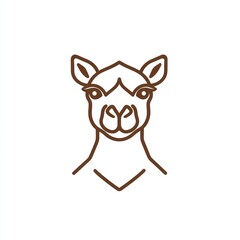 Camel head portrait, minimalist line art, white background, logo design