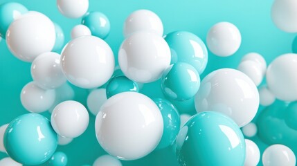 Colorful Floating Spheres on a Bright Turquoise Background