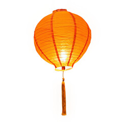 Obraz premium Orange Paper Lantern Glowing isolated on transparent background