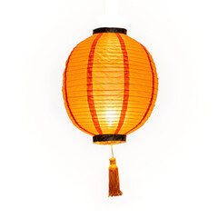Obraz premium Orange Paper Lantern Glowing isolated on transparent background