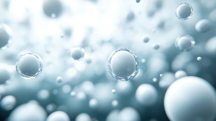 Abstract Blue Background with Floating Bubbles and Soft Lighting