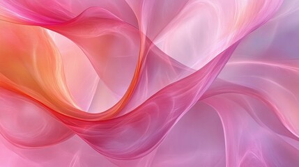 Fototapeta premium Abstract Flowing Fabric in Soft Pink and Orange Tones