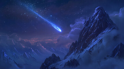 A glowing comet streaking across the sky, its trajectory forecasted by a stargazer. (1)