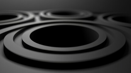 Abstract Circular Forms on Black Background with Smooth Curves