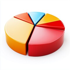 Obraz premium Pie chart diagram showcasing data distribution with vibrant colors and distinct segments on a white background