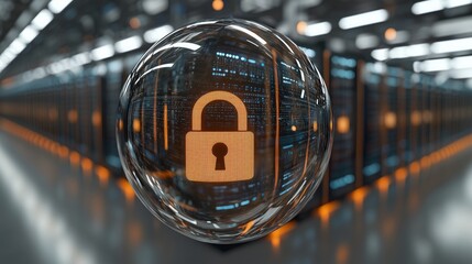 Secure crystal cloud icon representing data protection within a server environment