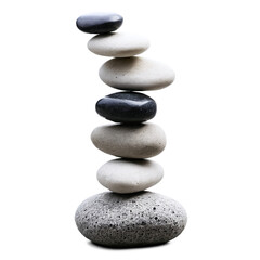 Zen Stones Balanced Pile isolated on transparent background