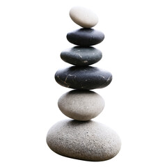 Zen Stones Balanced Pile isolated on transparent background