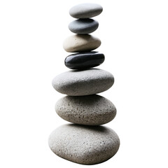 Zen Stones Balanced Pile isolated on transparent background