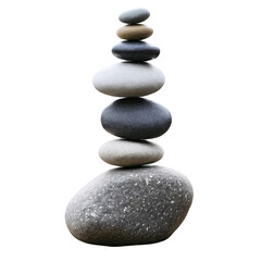 Zen Stones Balanced Pile isolated on transparent background