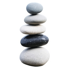Zen Stones Balanced Pile isolated on transparent background