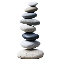 Zen Stones Balanced Pile isolated on transparent background