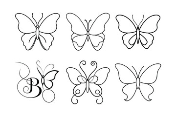 Fototapeta premium Set of Butterfly Vector icon design