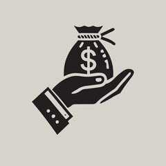 Hand with money bag