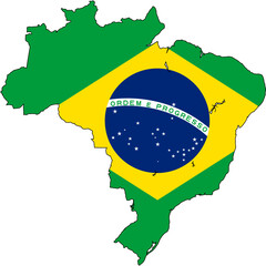 Map of Brazil with Flag Overlay