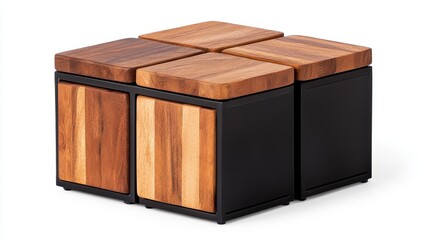 Modern Wooden Coffee Table Set with Square Design and Stylish Black Base for Contemporary Living Spaces