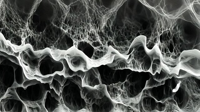 Abstract black and white texture showcasing intricate lines and patterns resembling fluid movement and organic forms