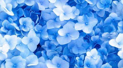 Mini Blue Hydrangeas Pattern, A vibrant seamless design showcasing delicate blue hydrangeas, perfect for textiles and home decor.