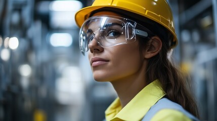 Engineers collaborating near advanced robotic arms, modern industrial setting with glowing control panels and efficient automation.
