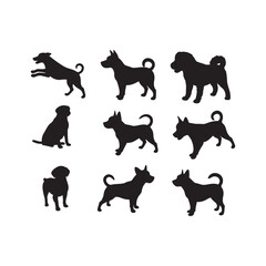 dog animals cartoon character icon silhouette vector art flat design illustrations