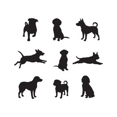 dog animals cartoon character icon silhouette vector art flat design illustrations