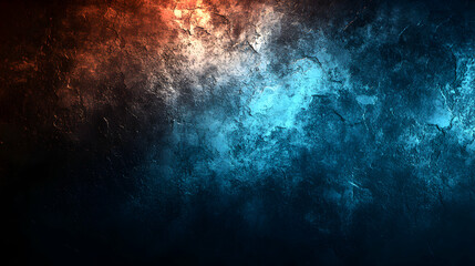 Obraz premium Dramatic textured background in vibrant blue and orange hues, perfect for design projects needing a grunge or abstract feel. Ideal for websites, presentations, and more.