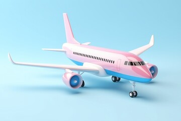 Realistic model of an airplane in vibrant pastel colors with detailed features