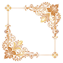 A vintage floral frame with ornate gold swirls and leaf patterns creates a decorative border