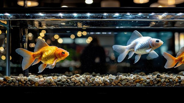 Vintage decor aquarium with pearl gouramis nostalgic ambiance textures organic feel