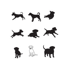 dog animals cartoon character icon silhouette vector art flat design illustrations