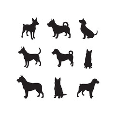 dog animals cartoon character icon silhouette vector art flat design illustrations