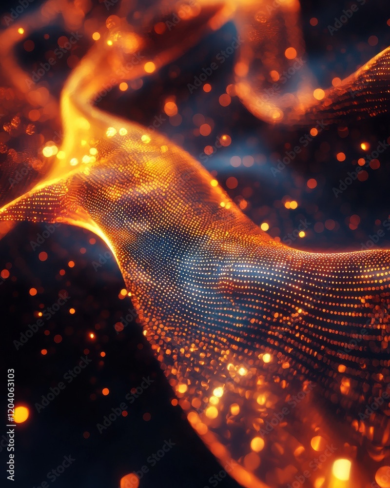 Poster dynamic flowing light patterns abstract digital art luxurious textures dark environment close-up vie