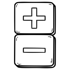 Fototapeta premium zoom in zoom out button illustration hand drawn outline vector