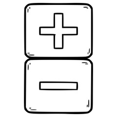 zoom in zoom out button illustration hand drawn outline vector