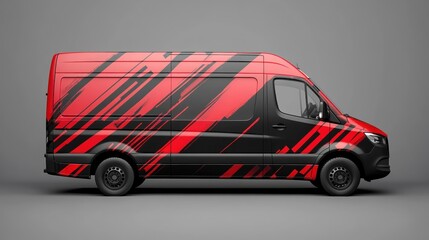 Red black van design studio mockup background