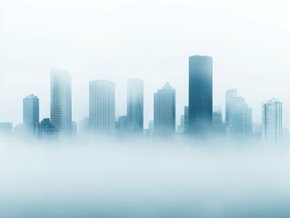 Fototapeta premium Misty city skyline view urban landscape editorial soft textures contemporary environment