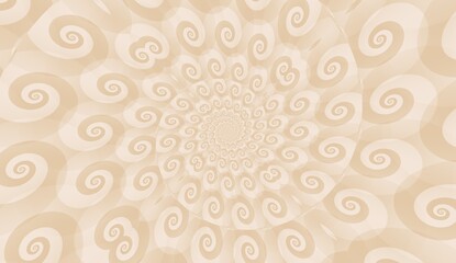 An abstract beige background featuring swirling spiral motifs radiating outward like petals. The soft gradients and flowing shapes create a dynamic yet calming design, ideal for artistic and decorativ