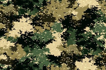 Digital camouflage background, army green, chocolate, and light brown color, with a blend of natural colors used for camouflage