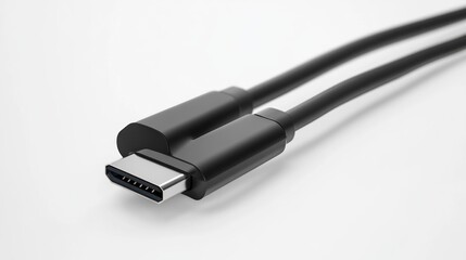USB-C cable, close-up, white background, technology, product shot
