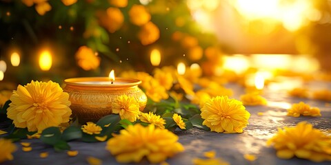 Bright Yellow Floral Decorations for Vasant Panchami Festival