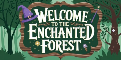 Obraz premium Welcome to the Enchanted Forest Sign
