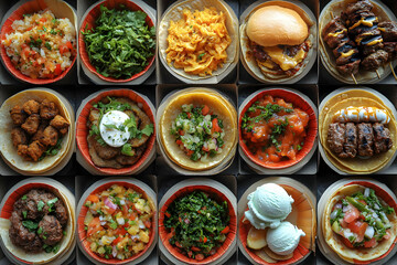 Fototapeta premium A Diverse Collection of Appetizing Food Dishes, Culinary Delights and Gastronomic Selection