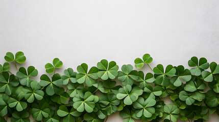 White background with clover leaves. Border background for St. Patrick's Day