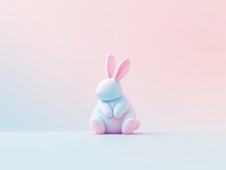Obraz premium Glass rabbit, pink-blue gradient, minimalistic style