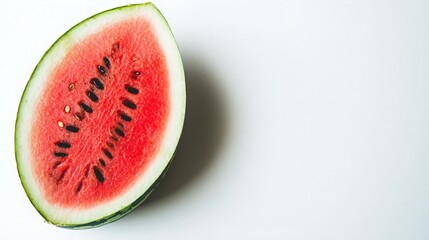 Juicy watermelon slice on white background. Summer refreshment.