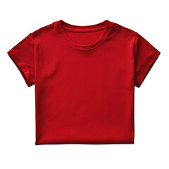 Folded red t-shirt isolated on transparent background
