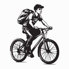 Fototapeta premium Cyclist Delivery image vector. Bike Courier package Vector Images isolated on white background.