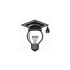 Graduation Cap Lamp Logo Design Representing Knowledge, Learning, and Bright Ideas Vector