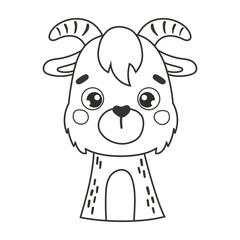 Cute Cartoon Goat Illustration outline